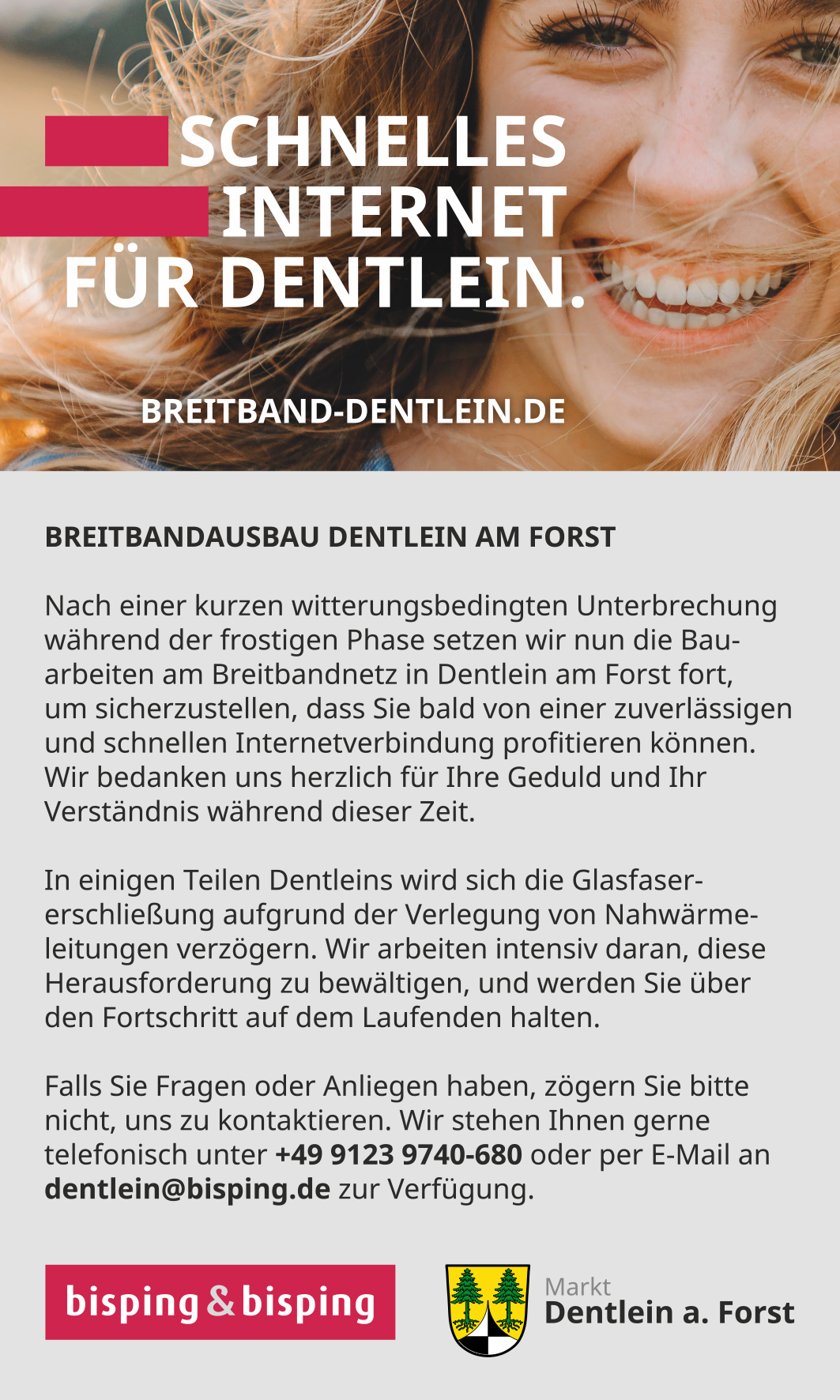 Auszug aus dem Amts- und Mitteilungsblatt Dentlein am Fort - Februar 2024: Der Bau wurde wieder aufgenommen