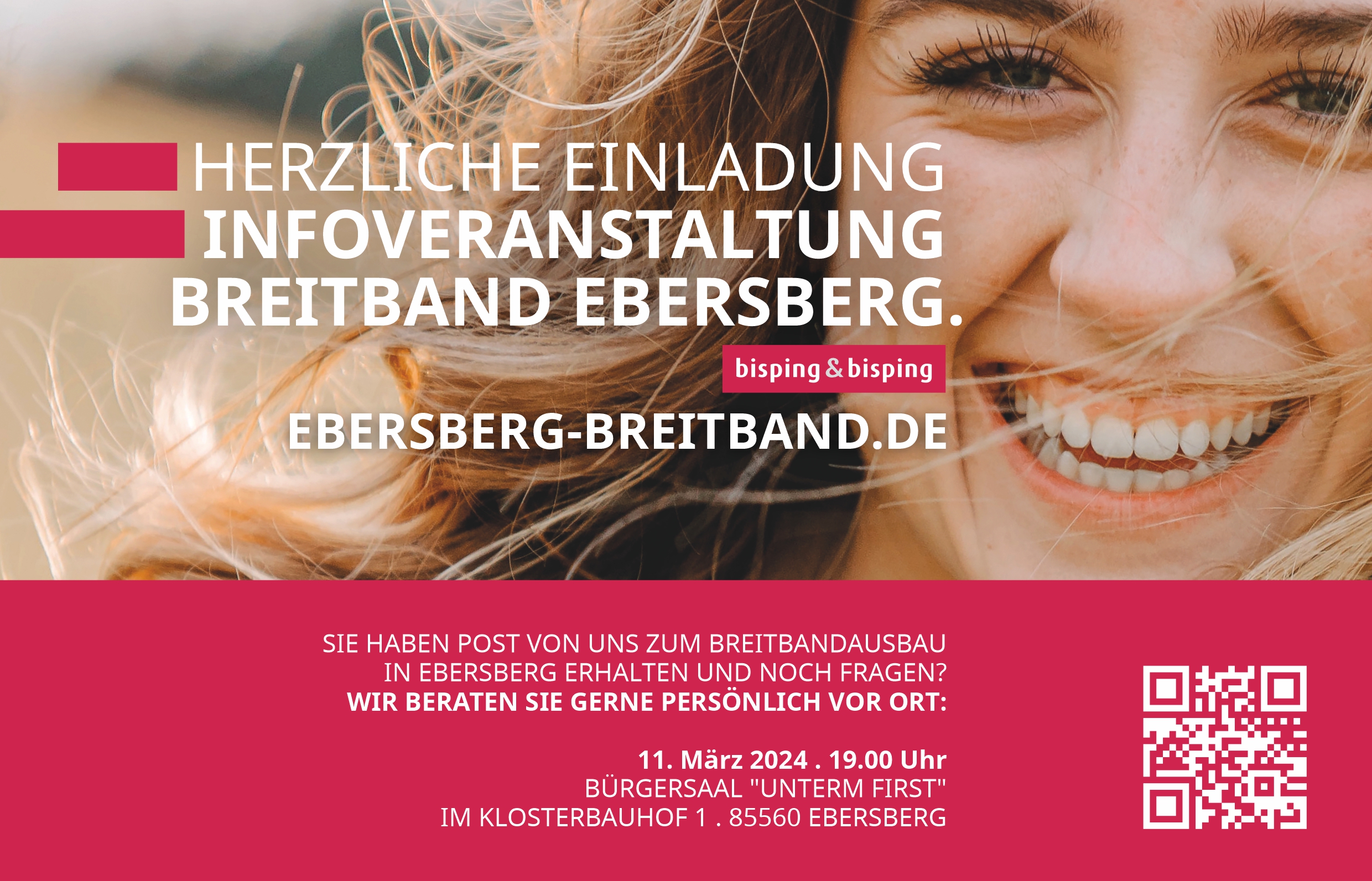 Informationsveranstaltung zum Glasfaserausbau in Ebersberg am 11. März 2024 im Bürgersaal 'Unterm First' mit Bürgermeister Ulrich Proske und Marcus Wild von Bisping & Bisping.